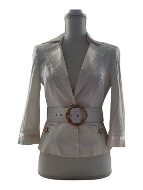 bebe Cream Blazer with Statement Belt Made In Italy